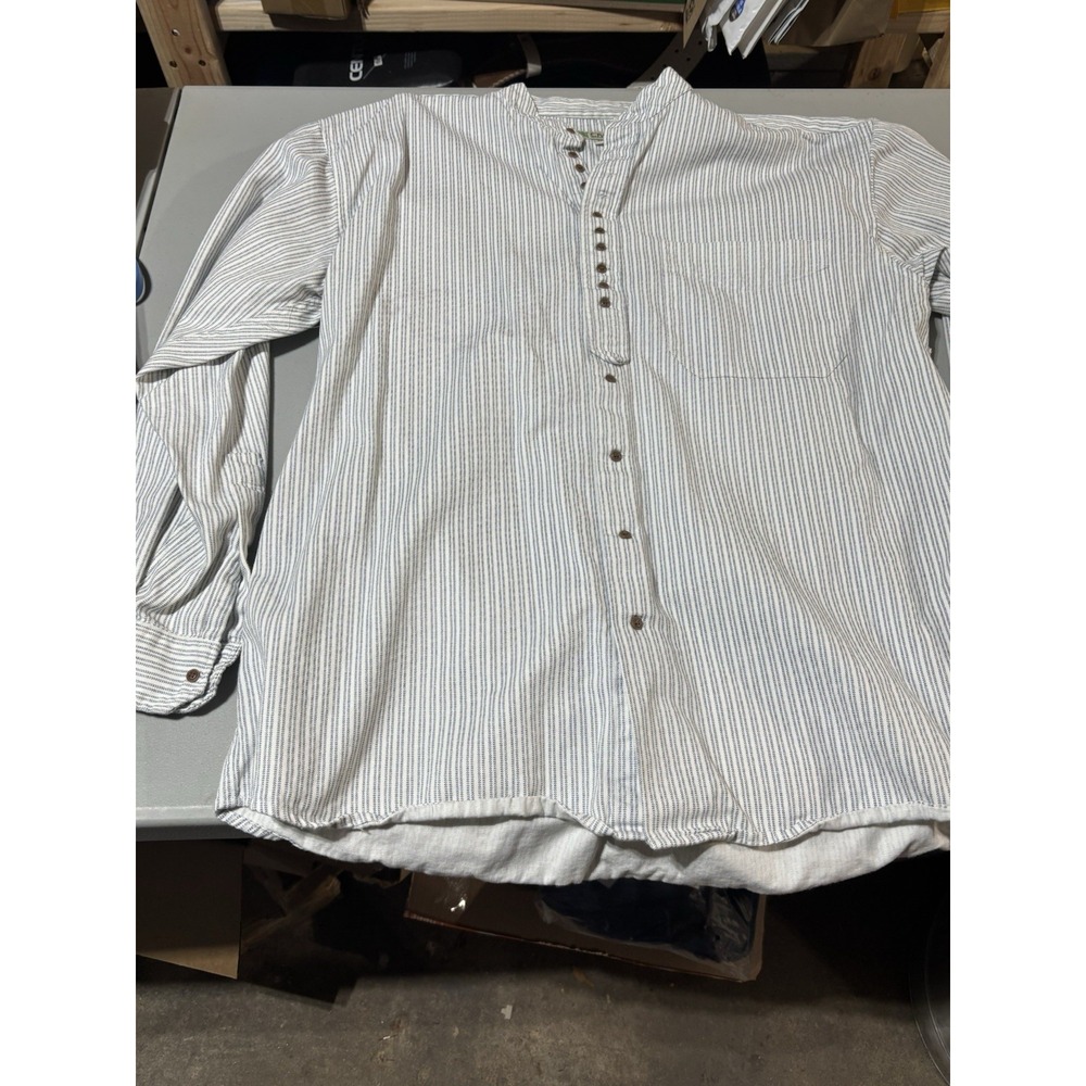 Civilian Grandfather Shirt Oversized Collarless Ireland Size M Striped‎